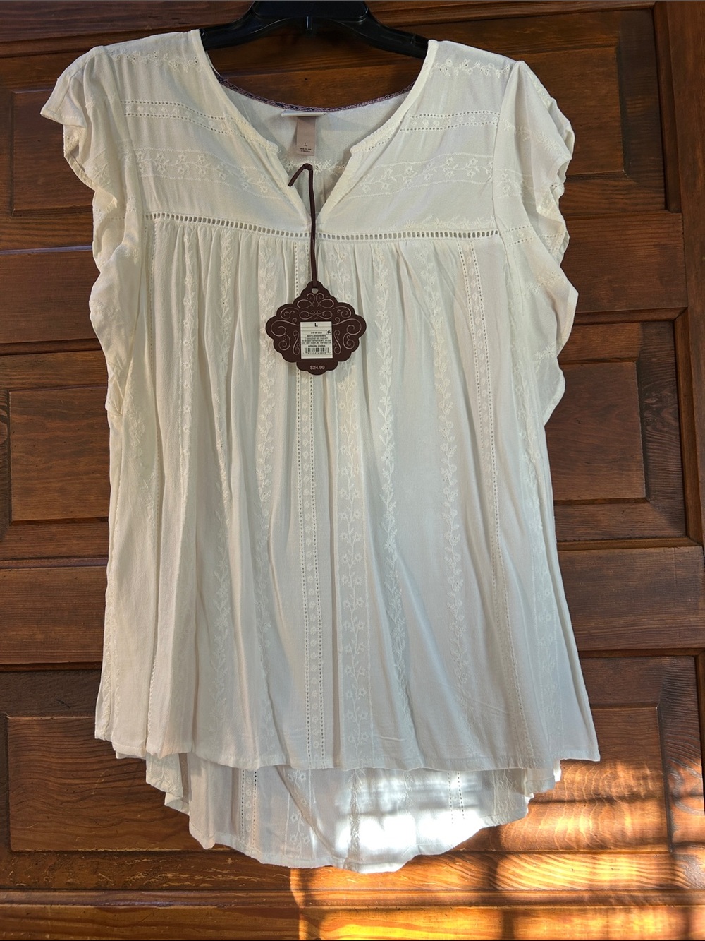 Knox Rose Cream Embroidered Cap-Sleeve Tunic